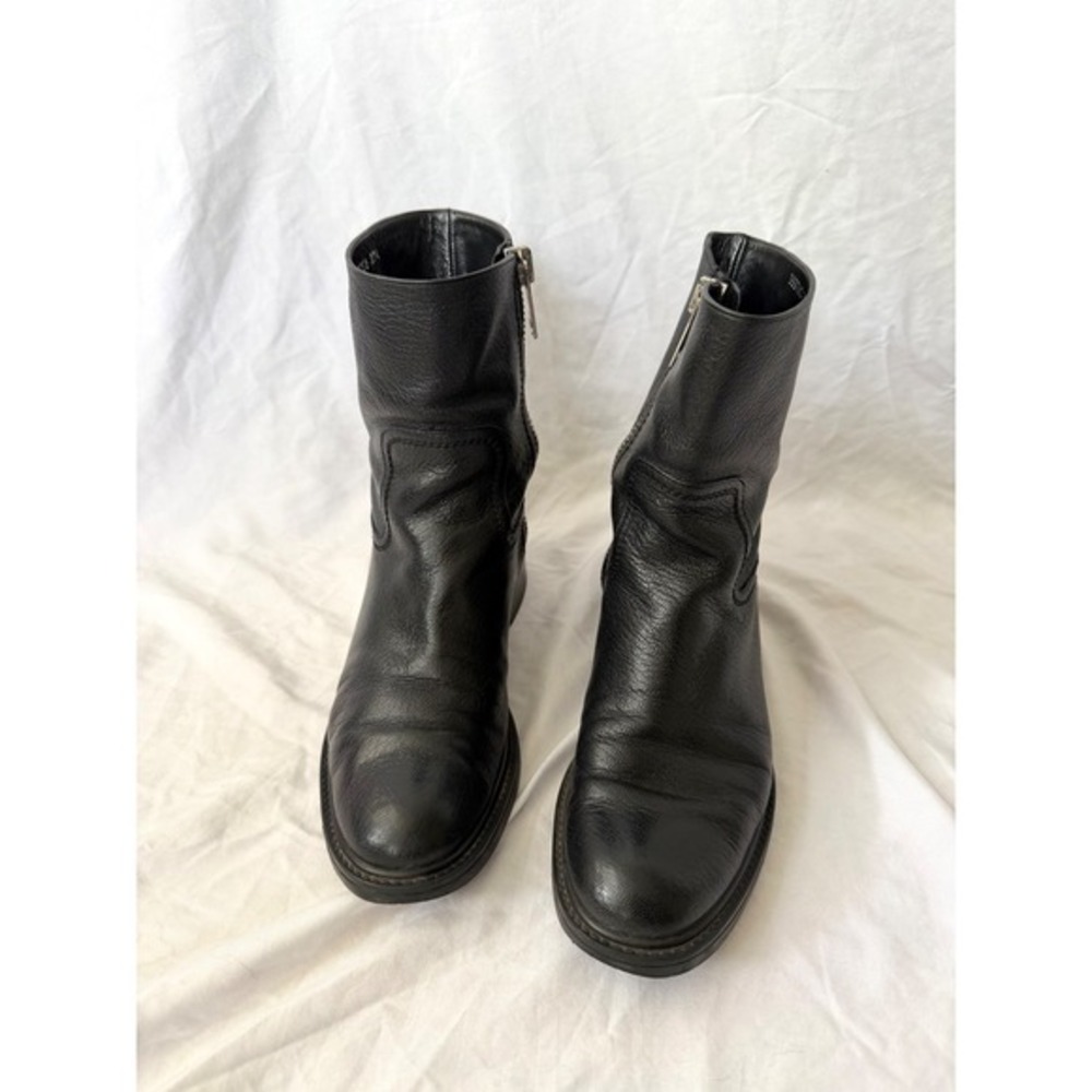 Gucci Black Pebbled‎ Leather Side Zip Ankle Moto Boots Womens 37.5 - Picture 3 of 8